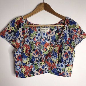 Abercrombie & Fitch Women's Medium Abstract Floral Crop Top Blouse